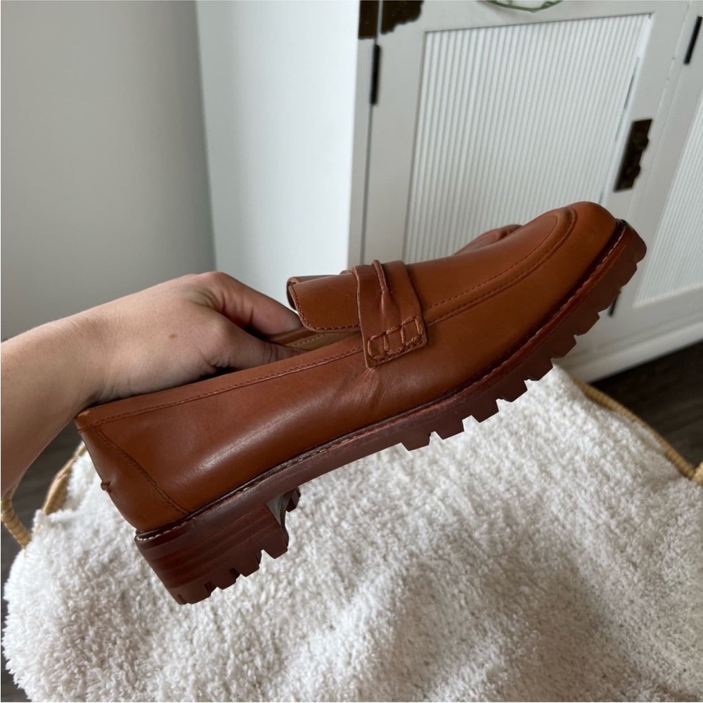Madewell Brown Leather Lug Sole Penny Loafers - Picture 13 of 15
